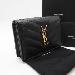 ★3日以内返品可★ 美品 SAINT LAURENT サンローラン モノグラム グレイン ド プードルエンボスレザー ビジネスカードケース 596323 カードケース ブラック ゴールド レザー レディースのサムネイル