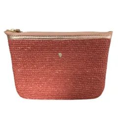 未使用 HELEN KAMINSKI ヘレンカミンスキー ラフィア リストレット ミニポーチ クラッチバッグ レッド レディース 古着 中古 USEDのサムネイル