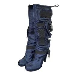 美品 UNITED NUDE ユナイテッドヌード POCKET LEV タクティカルデザイン ロングブーツ サイズ36 約23cm ネイビー レディース 古着 中古 USEDのサムネイル
