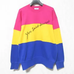 良品 Yves Saint Laurent イヴサンローラン ロゴ刺繍 カラーブロック スウェットトップス プルオーバー トレーナー M マルチカラー レディース 古着 中古 USEDのサムネイル