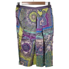 美品 ETRO エトロ ペイズリープリント タックスカート サイズ42 パープル レディース 古着 中古 USEDのサムネイル
