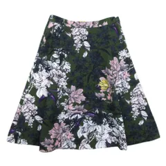 美品 MSGM エムエスジーエム 花柄 フレアスカート ひざ下丈 コットン 総柄 Aライン 38 ダークグリーン マルチカラー レディース 古着 中古 USEDのサムネイル