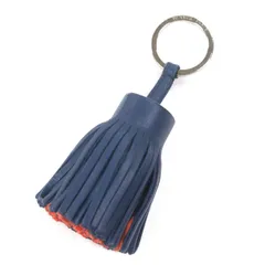 【ドンドン見直し】良品▼HERMES エルメス カルメン レザー フリンジ キーホルダー バッグチャーム ネイビー オレンジ 箱付 仏製 メンズのサムネイル