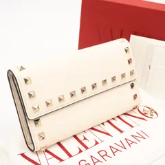 ★3日以内返品可★ 極美品 VALENTINO ヴァレンティノ ロックスタッズ レザー ロングウォレット ヴァレンティノ・ガラヴァーニ WPO252VSH126 長財布 アイボリー レザー レディースのサムネイル