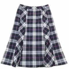 美品 BURBERRY LONDON バーバリーロンドン チェック フレアスカート ロング ミモレ丈 ウール 13 グレー レディース 古着 中古 USEDのサムネイル