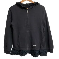 美品 PINK HOUSE ピンクハウス フリル スウェット ジップアップパーカー ブラック レディース 古着 中古 USEDのサムネイル