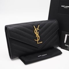 ♡付属品完備♡イヴサンローラン 長財布 レザー Vステッチ カサンドラ