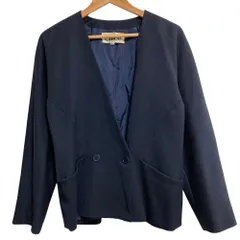美品 Chloe クロエ ヴィンテージ ノーカラージャケット サイズ40 ネイビー レディース 古着 中古 USEDのサムネイル