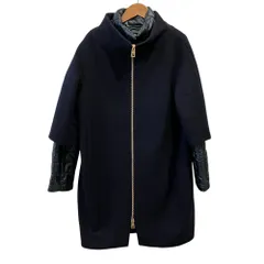 美品 HERNO ヘルノ パデッドライナー付き ウールスタンドカラーコート 40 ネイビー レディース 古着 中古 USEDのサムネイル