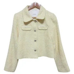 美品 Her lip to ハーリップトゥ Shimmer Tweed Jacket ツイードジャケット 1251302035 サイズM レモン レディース 古着 中古 USEDのサムネイル