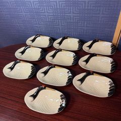鶴文 小鉢 取皿セット 10点（大5＋小5）和食器 在銘あり 縁起物 皿
