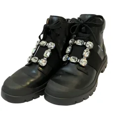 新品同様 Roger Vivier ロジェヴィヴィエ クリスタルレザーショートブーツ サイズ37.5 24.5cm程度 ブラック レディース 古着 中古 USEDのサムネイル