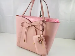 ★未使用品？ 極美品 Samantha Vega サマンサベガ クローシェ 大サイズ トートバック ピンク リボン パスケース付 管理2M514のサムネイル