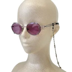 美品 Yohji Yamamoto ヨウジヤマモト メタルフレーム サングラス パープルレンズ レディース 古着 中古 USEDのサムネイル