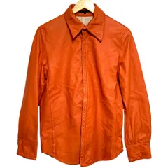 良品 bajra バジュラ 初期 レザー シャツ ジャケット サイズM オレンジ メンズ 古着 中古 USEDのサムネイル