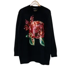 良品 Desigual デシグアル フラワースパンコール ニットセーター M ブラック レディース 古着 中古 USEDのサムネイル