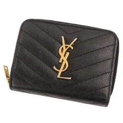 良品 SAINT LAURENT PARIS サンローランパリ カサンドラ Vステッチ レザー 2つ折り財布 ウォレット GUE403728 ブラック レディース 古着 中古 USEDのサムネイル
