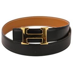 良品 HERMES エルメス コンスタンス Hバックル レザー リバーシブル ベルト ブラック ブラウン ゴールドカラー メンズ レディース 古着 中古 USEDのサムネイル