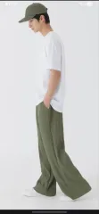 LAFUDGE STORE ファッジストア プリーツ ワイド パンツ (カーキ) L(32)のサムネイル