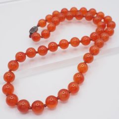 天然石 ビーズ ネックレス 橙色 花柄 七宝 中国 古物 美品 - メルカリ