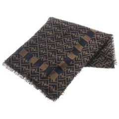 FENDI (フェンディ) Logo Scarf カシミヤ ウール マフラー ストール ブラウン 62142000のサムネイル