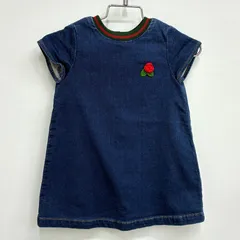 【グッチ GUCCI】キッズ 半袖ワンピース シェリーライン入りデニム風ワンピース 80-85 (12-18M) インディゴのサムネイル