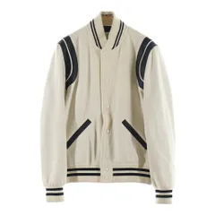 SAINT LAURENT PARIS (サンローランパリ) 22SS Teddy Jacket テディジャケット レザー スタジアムジャンパー ホワイト/ブラック 354718Y213Qのサムネイル