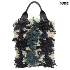 超美品 マルニ MARNI 現行 MARNI MARKET マルニ マーケット スモール ロング ウール ショルダー バッグ マルチカラー ネイビー系 定価44000円のサムネイル