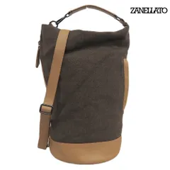 超美品 ザネラート ZANELLATO ADA アダ キャンバス×レザー  2WAY ショルダー バケツ型 バッグ カーキ 定価81400円 メンズのサムネイル