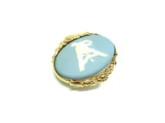 ■美品■ WEDGWOOD ウェッジウッド ジャスパー ブローチ ピンブローチ ピンバッジ アクセサリー ライトブルー系×ゴールド系 DN8224のサムネイル