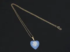 ■美品■ WEDGWOOD ウェッジウッド ジャスパー カメオ ネックレス ペンダン卜 アクセサリー ゴールド系×ブルー系 DP2351のサムネイル