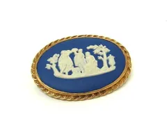 ■美品■ WEDGWOOD ウェッジウッド ジャスパー カメオ ピンバッジ ピンブローチ アクセサリー レディース ブルー系×ゴールド系 DP3132のサムネイル