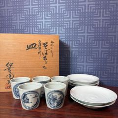 鶴文 小鉢 取皿セット 10点（大5＋小5）和食器 在銘あり 縁起物 皿