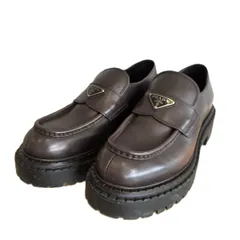 【値下げ】PRADA プラダ 25SS ダメージ加工 ラバーソール トライアングルロゴ 三角ロゴ オックスフォード 厚底 レザー 靴 ブラウン 8 27ｃｍ ローファー 2DE148 メンズ レザー  ダブルチョコレート 中古のサムネイル