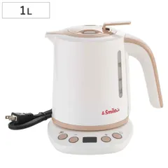 電気ケトル 1L ＆smile 温度調整機能 （ 電気 ケトル コンパクト 湯沸しポット 温度調整 湯沸かし ポット 湯沸かしケトル キッチン家電 キッチン小物 家電 1l 1リットル 温度調整できる )のサムネイル