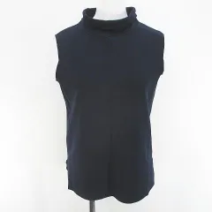 ドレステリア DRESSTERIOR 085-18094 ノースリーブ カットソー ベスト オフタートル 紺系 ネイビー 日本製 ストレッチ スリット 無地のサムネイル