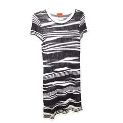 【中古】MISSONI ミッソーニ 半袖サマーニットワンピース ボーダー レディース アパレル ホワイト ブラック ブランドのサムネイル