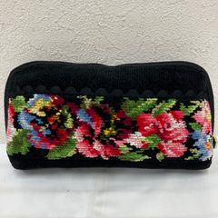 3894　FEILER　フェイラー　便利ポーチ　マルチポーチ　長財布　お財布ポーチ　カードポケット　レディース　ブラック　黒　花柄　ポーチ　フラワー　シュニール織り