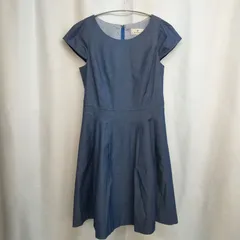 M1-04146 【Women】Rubyrivet (ルビーリベット) 半袖 ひざ丈 ワンピース 38 (M相当) / 青系 全体的にスレあり HT-夏のサムネイル