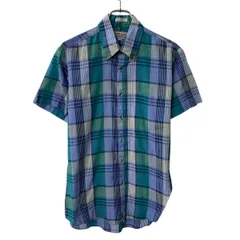 90s McGREGOR 半袖 チェックシャツ M パープル マルチカラー マクレガー ボタンダウン 90年代 チェック柄 胸ポケット 夏物 a807-6109のサムネイル