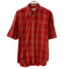 90s Calvin Klein 半袖 チェックシャツ L レッド カルバンクライン ボタンダウン 90年代 チェック柄 胸ポケット 夏物 a807-6110のサムネイル
