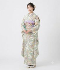 振袖 絞り 花籠文 正絹 水色 花柄 成人式 前撮り - メルカリ