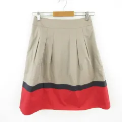 アンレクレ en recre スカート フレア ひざ丈 茶 赤 36 *T746のサムネイル