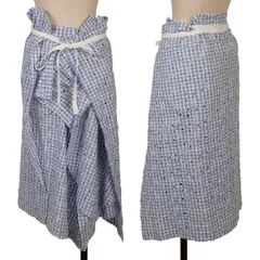 ジュンヤワタナベ コムデギャルソンJUNYA WATANABE COMME des GARCONS フラワー刺繍ギンガムチェックラップスカート 青白XSのサムネイル