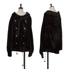 ジュンヤワタナベコムデギャルソンJUNYA WATANABE COMME des GARCONS ベロアドローコードシャーリングデザインダブルジャケット 黒Sのサムネイル