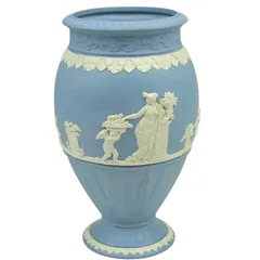 WEDGWOOD ウェッジウッド ジャスパー フラワーベース 花瓶 ペールブルー インテリア オブジェ 置物のサムネイル