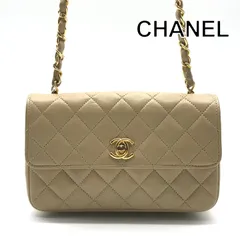 美品 CHANEL シャネル ミニ マトラッセ ターンロック チェーン ショルダー バッグ ココマーク ベージュ ブランド 鞄 BAG r853のサムネイル