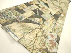 平和屋着物○男性 両面 角帯 色無地 渋紙色×桑茶色 正絹 逸品