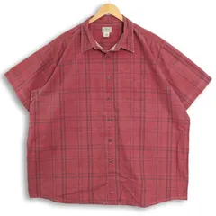 大きいサイズ メンズXXL エルエルビーン L.L.Bean 半袖コットンシャツ チェック柄 実寸胸囲152cm エンジ系 hsc-1307 アウトドア カジュアル 【アメカジ】【古着】【中古】のサムネイル
