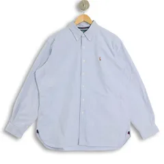 大きいサイズ メンズXL 00’s ラルフローレン RALPH LAUREN 長袖ボタンダウンシャツ オックスフォード マチ付き CLASSIC FIT 実寸胸囲142cm サックスブルー系 hsc-1338 【アメカジ】【古着】【中古】のサムネイル